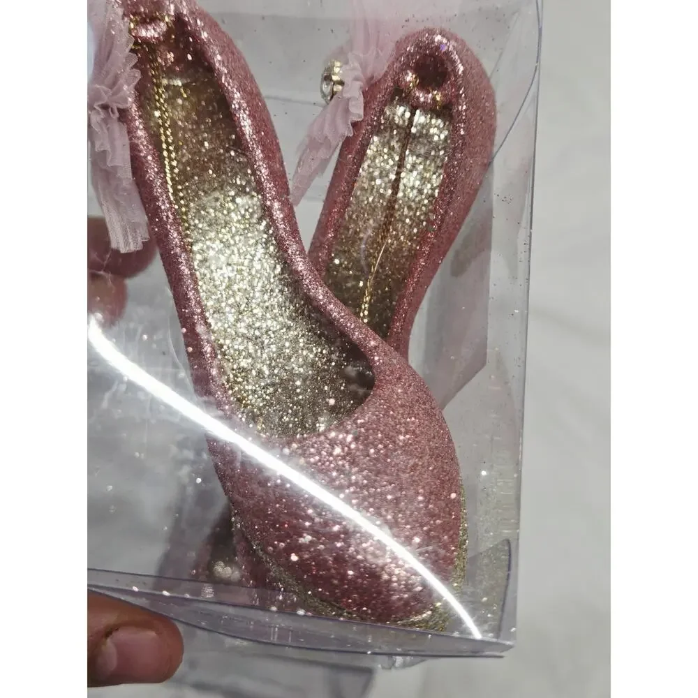Pink Glitter High Heel 2 Sets Ornaments Hobby Lobby Blush Shoes Christmas Decor